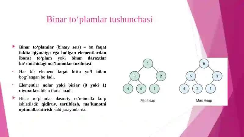 Binar to‘plamlar shaklidagi ma‘lumotlar tuzilmalari 3