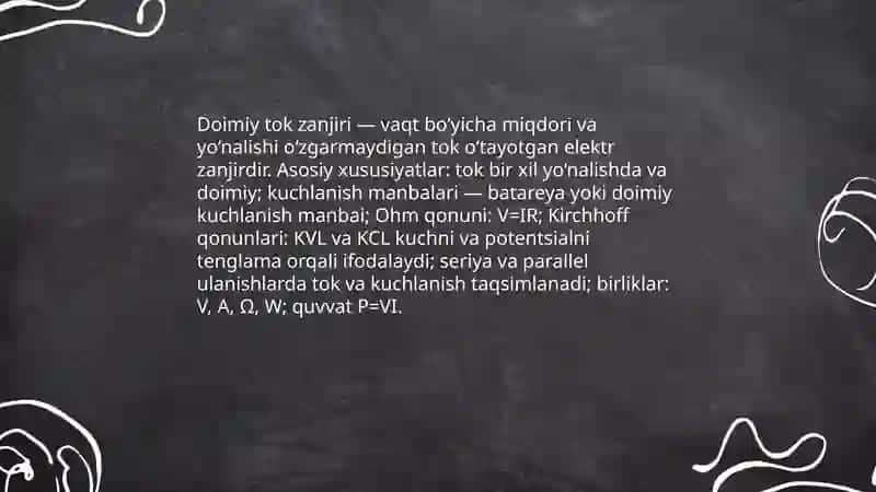 Oʻzgarmas tok zanjiri 3