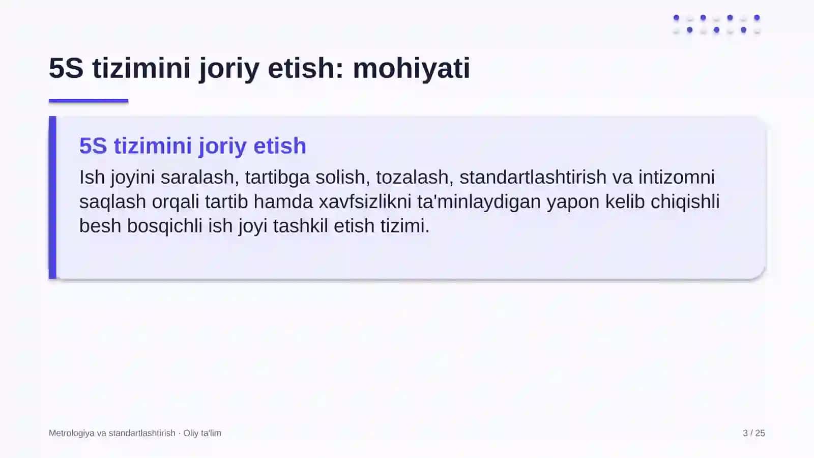 5S tizimini joriy etish: mohiyati 3