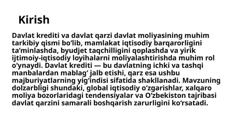 DAVLAT KREDITI VA DAVLAT QARZINI BOSHQARISH 3