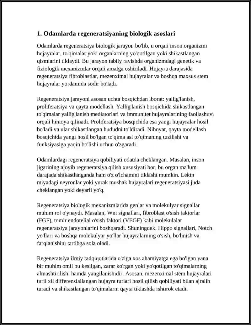 ODAMLARDA REGENERATSIYA 3