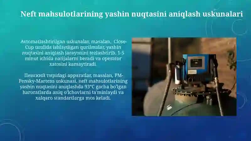 Neft mahsulotlarini chaqnash nuqtasini aniqlash uskunasi 3