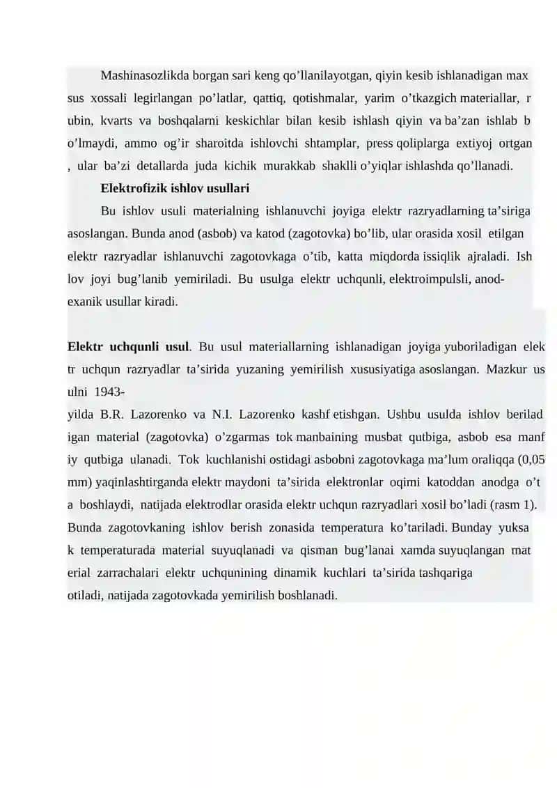 Elektrokimyoviy va elektrofizik ishlash usullari 3