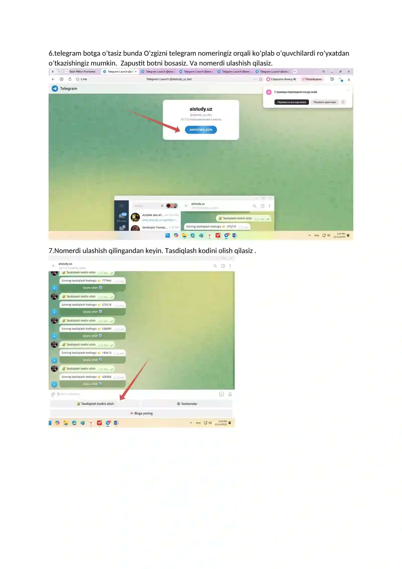 Telegram bot orqali o'quvchilarni ro'yxatdan o'tkazish 3