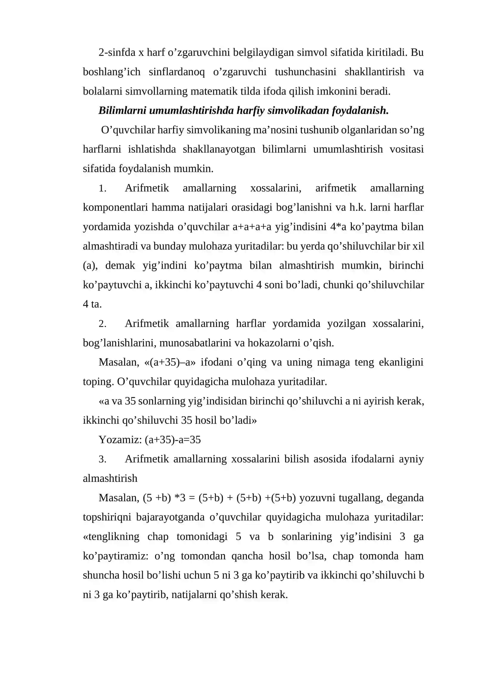 Algebraik materiallarni o’rgatish metodikasi 3