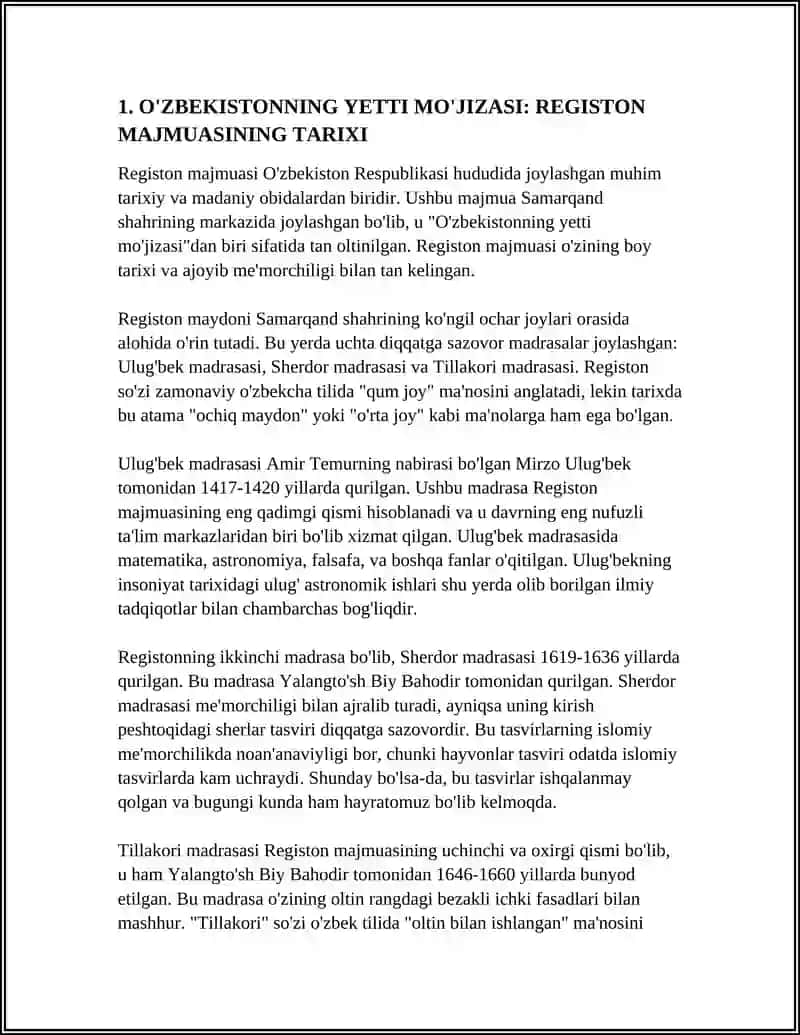O'ZBEKISTONNING YETTI MO'JIZASI 3