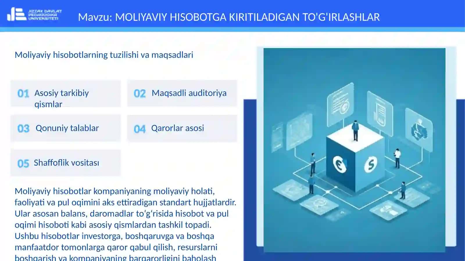 Moliyaviy hisobotlarning tuzilishi va maqsadlari 3