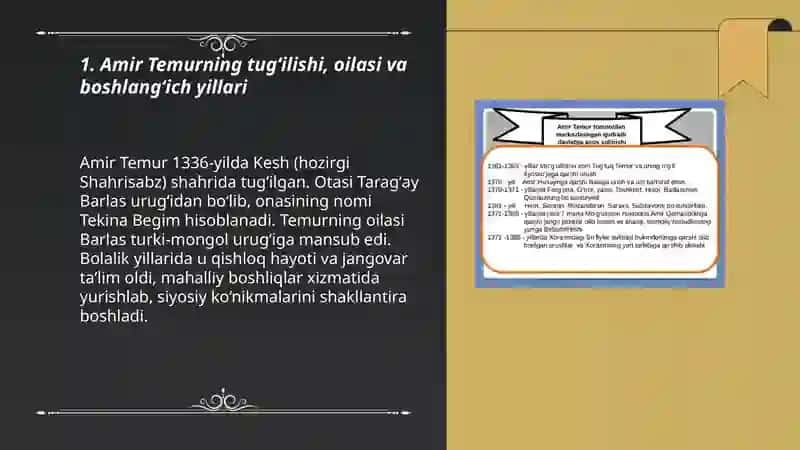 Amir Temur hayoti va faoliyati haqida 3
