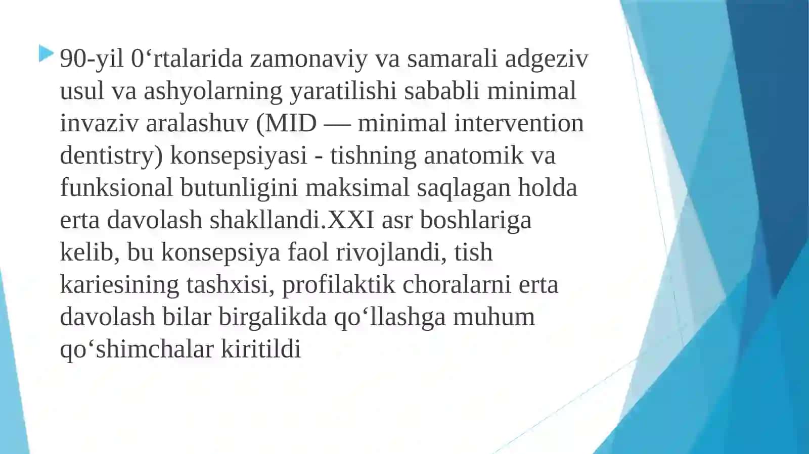 "Tishqattiq to'qimasini charxlashning minimal invaziv usullari" 3