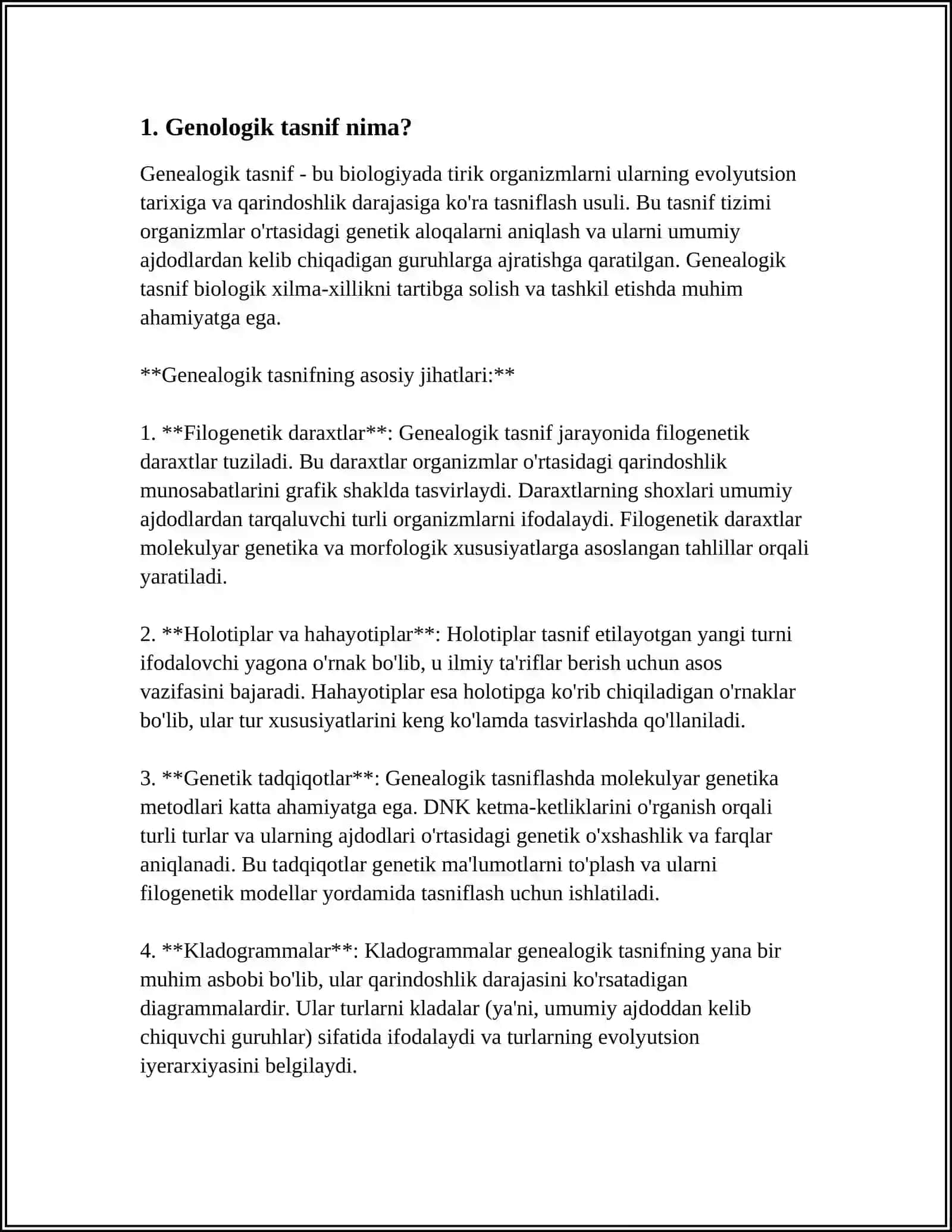Genealogik tasnif 3