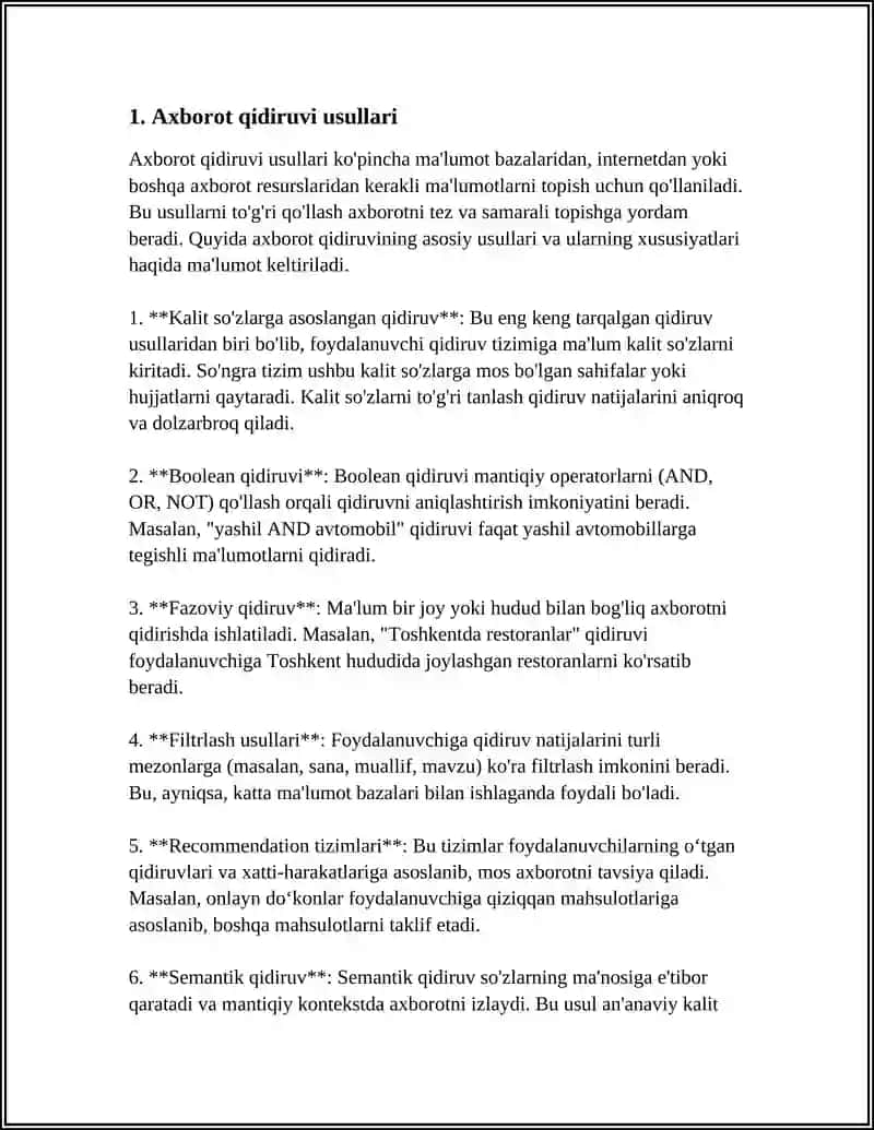 AXBOROT QIDIRUVINI BAHOLASH 3