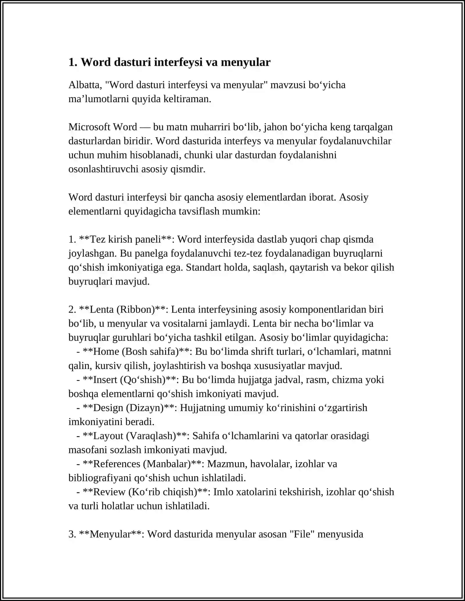 WORD DASTURIDA ISHLASH 3