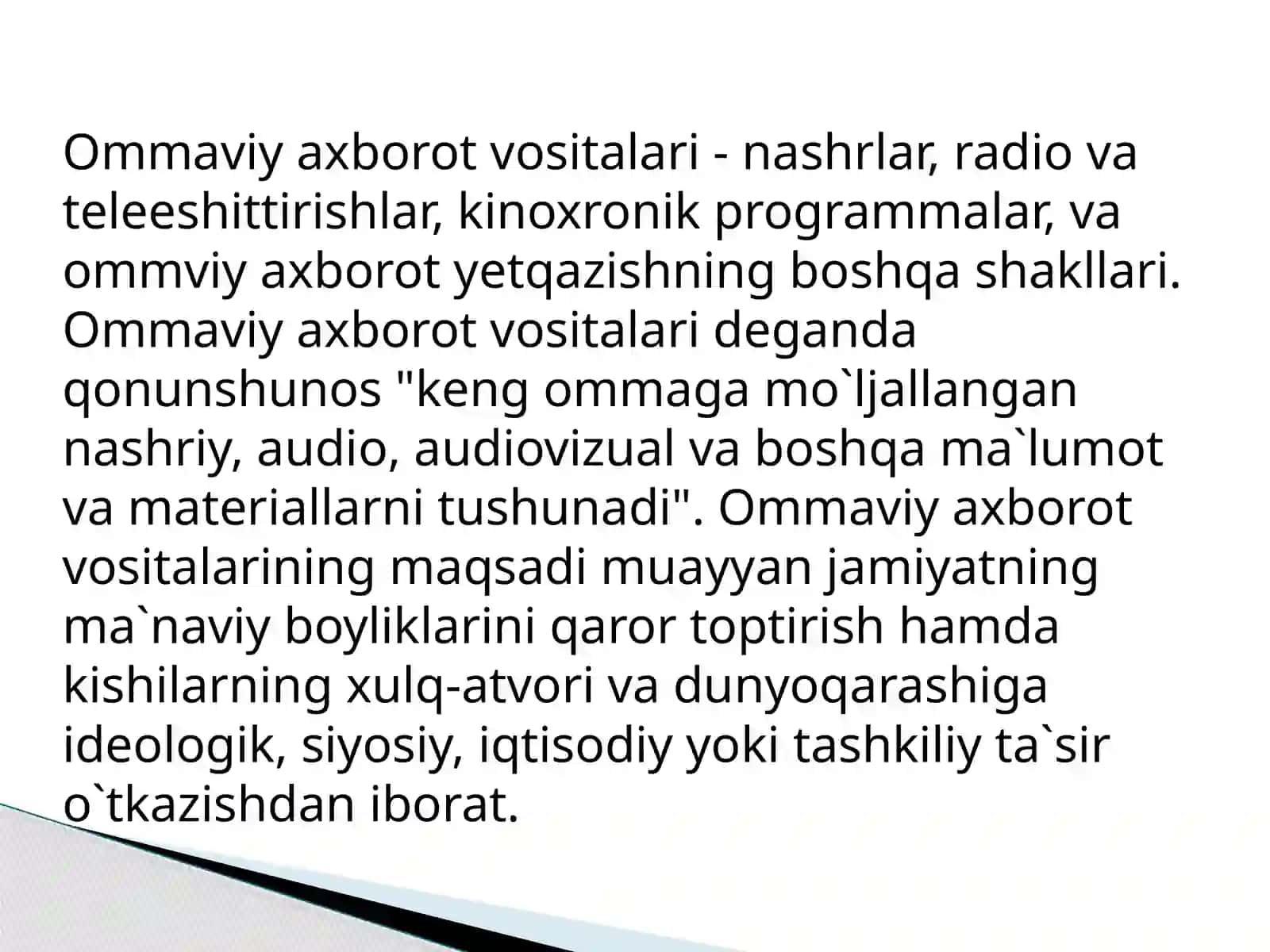 Ommaviy axborot vositalarining faoliyati 3