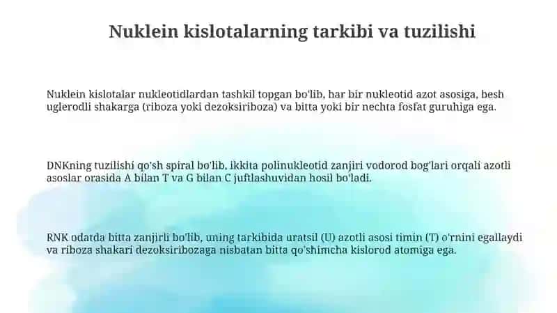 Nuklein kislotalarning tarkibi va tuzilishi 3