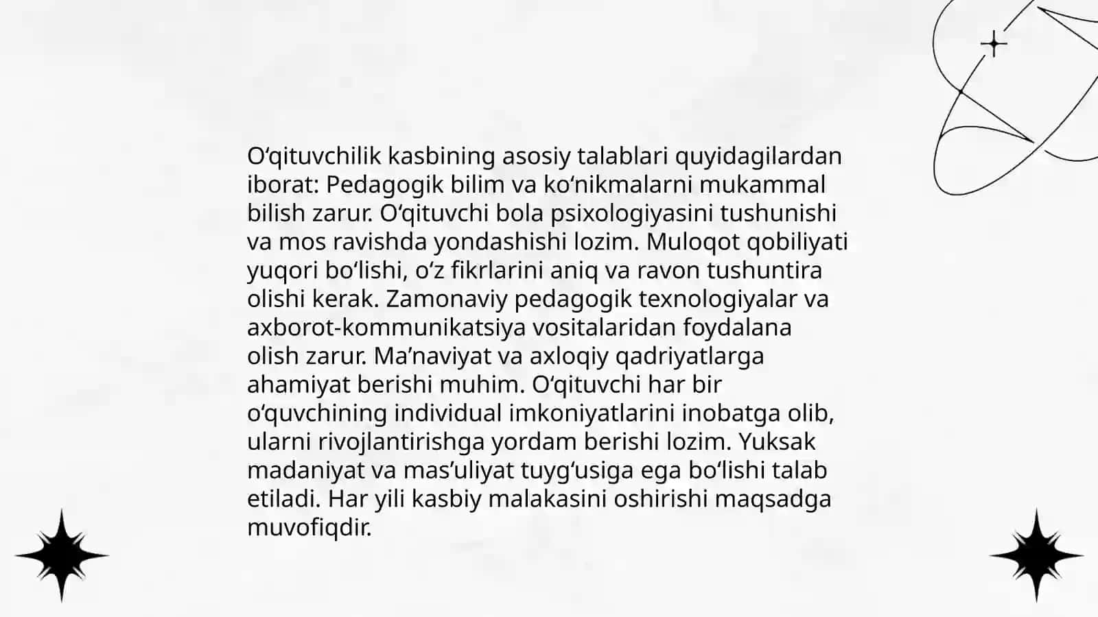 O‘qituvchilik kasbining asosiy talablari 3