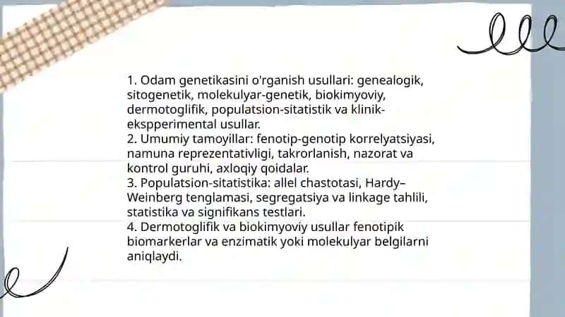 Odam genetikasini ôrganish usullari 3