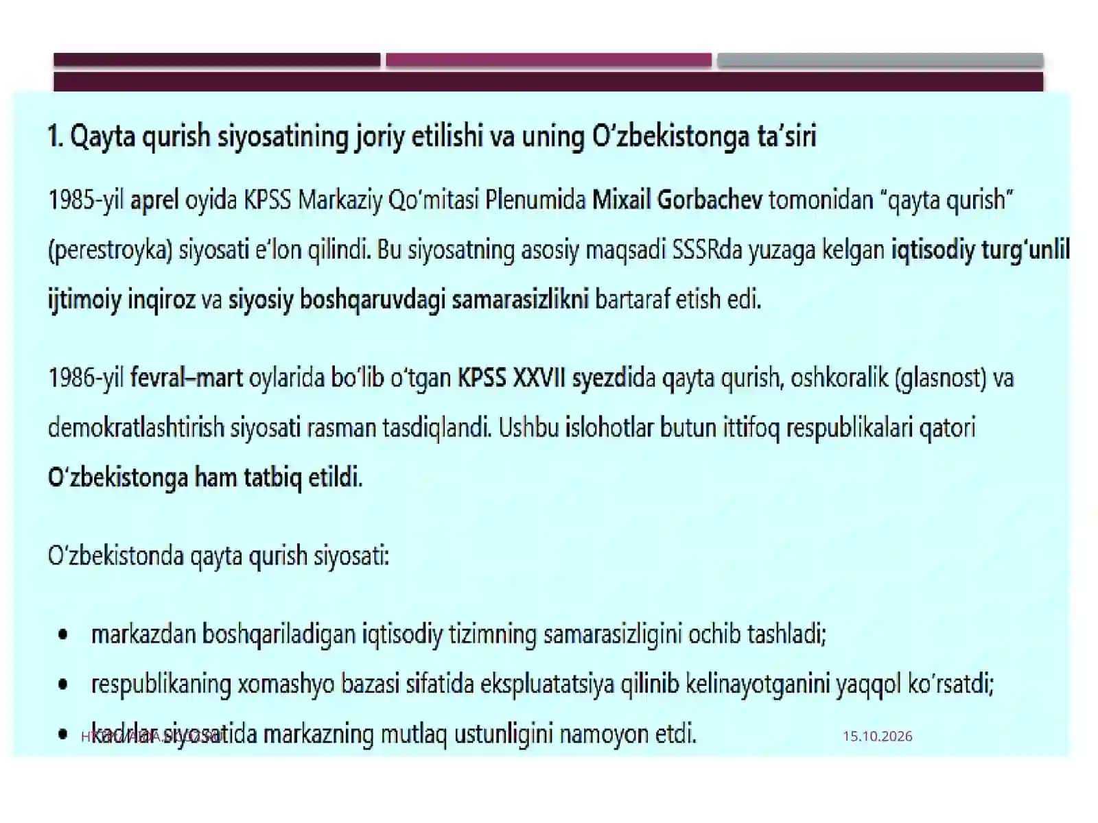 Qaytaqurish: O'zbekistondagi ijtimoiy-siyosiy vaziyat 3