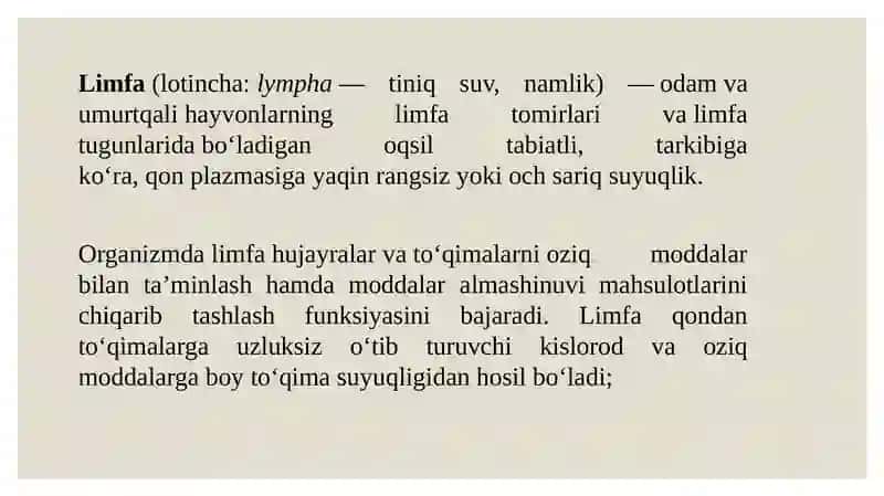 Limfaning hosil bo'lishi 3