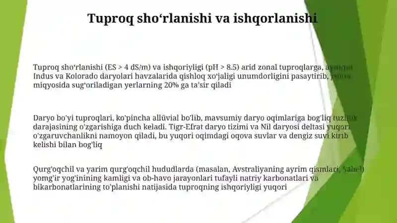 Quruq dasht zonalarining tuproqlari. Daryo sohil tuproqlari 3