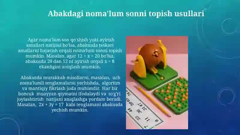 Abakdagi noma'lum sonni topish usullari 3