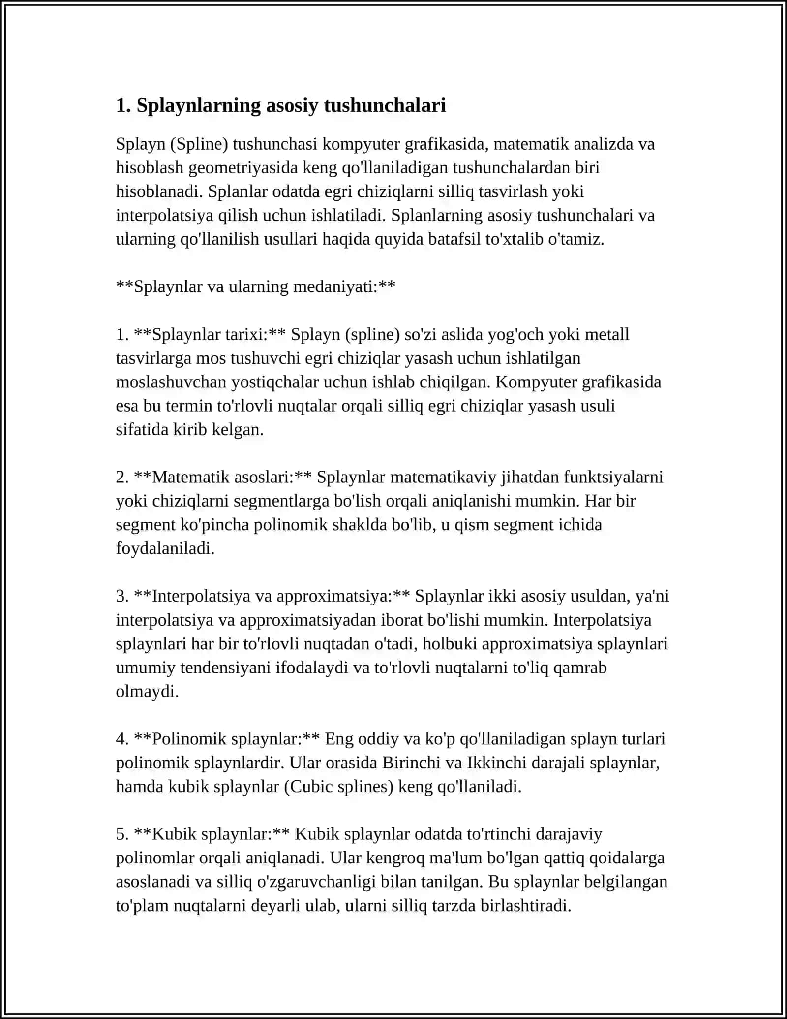 SPLAYN FUNKSIYALAR 3