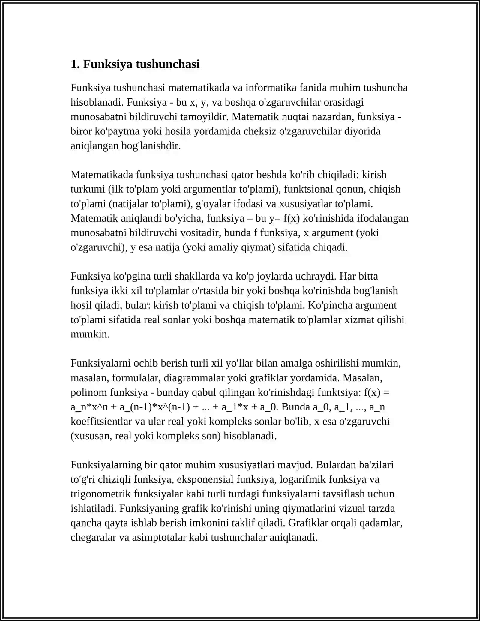 SEGMENTDA FUNKSIYANING ENG KATTA VA ENG KICHIK QIYMATLARINI IZLASH 3