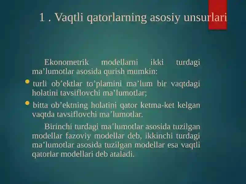 Vaqtli qatorlarda regretsion tahlil 3