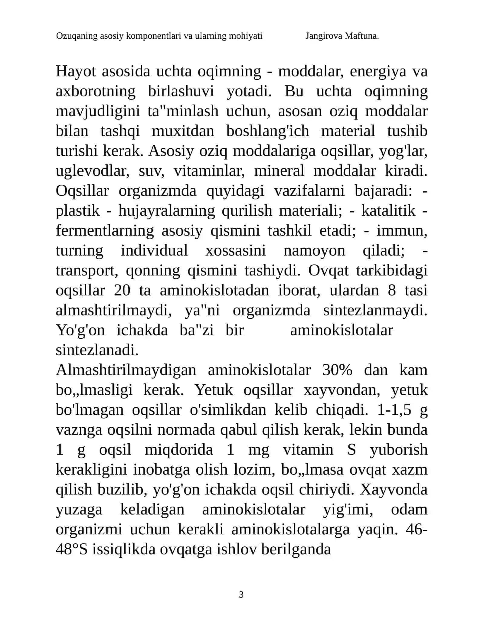 Ozuqaning asosiy komponentlari va ularning mohiyati 3