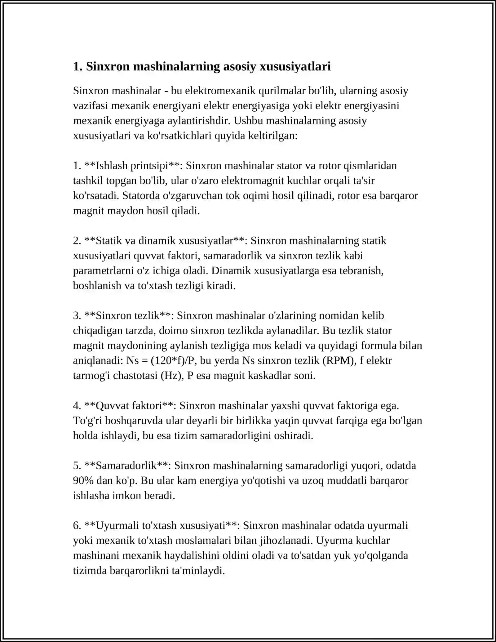 SINXRON MASHINALARNI ISTIQBOLLI TURLARI. SINXRON MASHINALARNI ISHLATISHGA OID AMALIY MASHIQLAR 3
