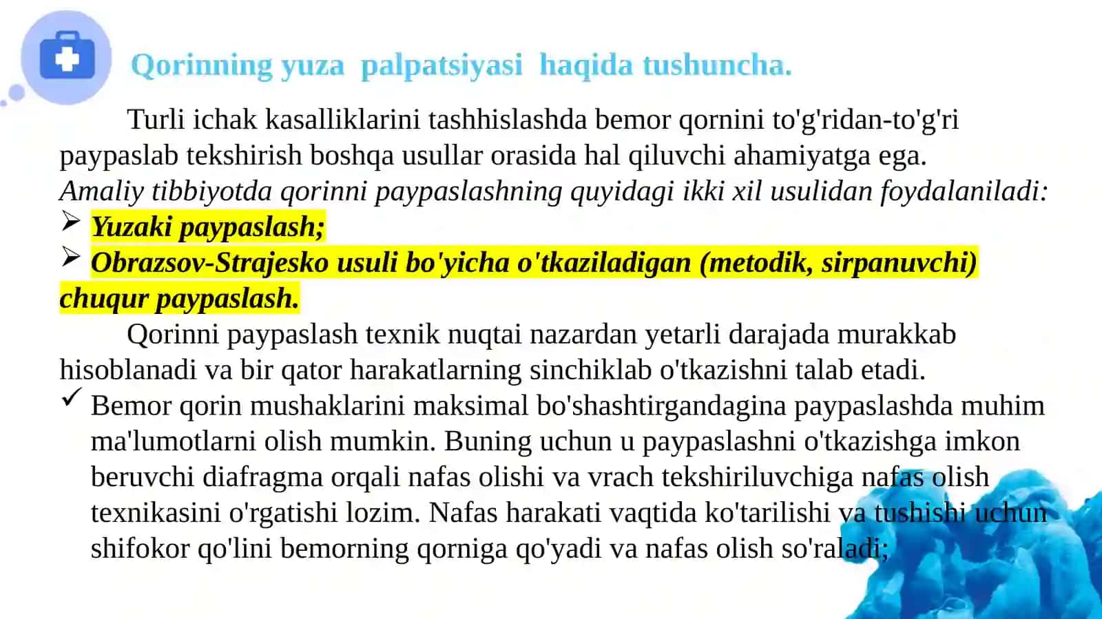 QORINNING YUZA PALPATSIYASI 3