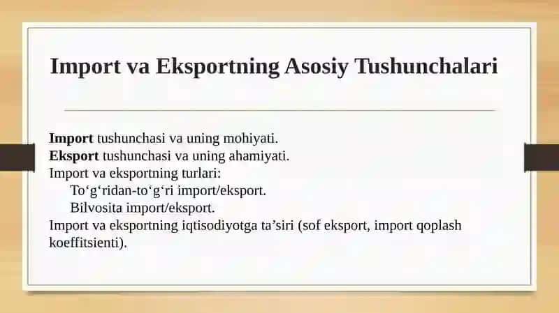 Import va Eksport Operatsiyalari 3