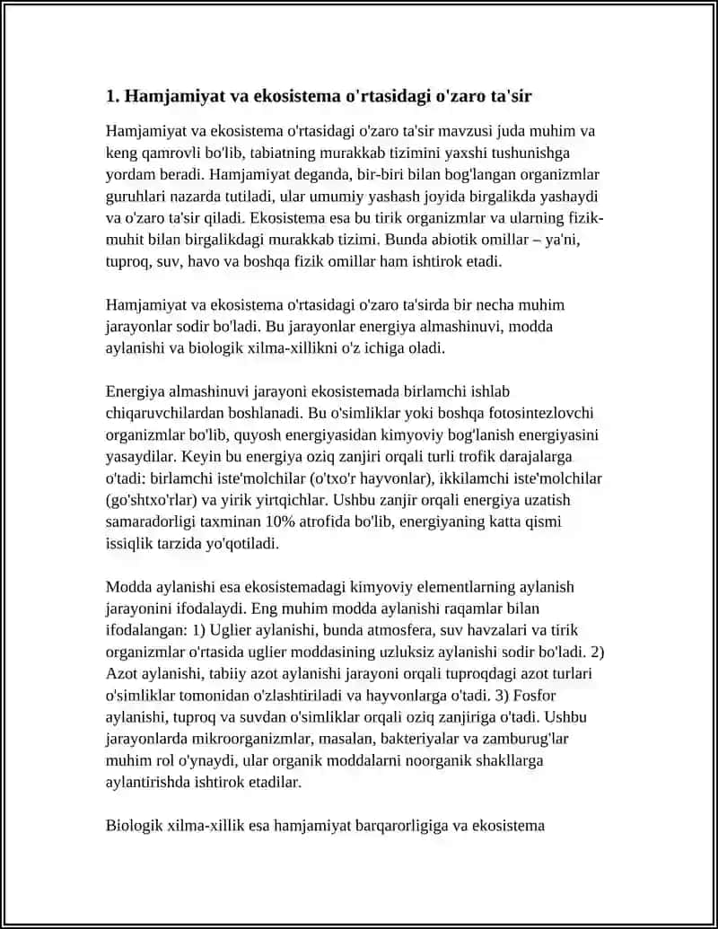 REFERAT: HAMJAMIYAT VA EKOSISTEMA 3