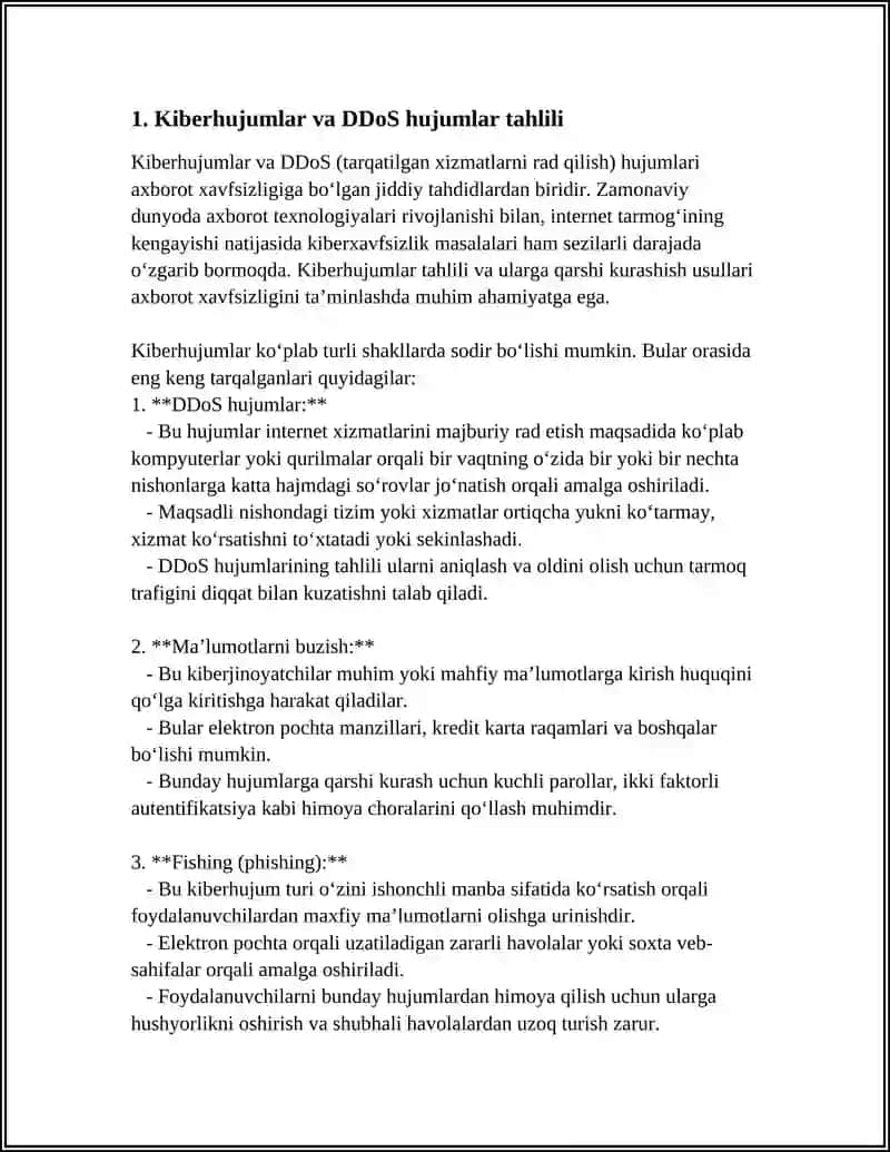 Kiberhujumlar va DDoS hujumlar tahlili 3