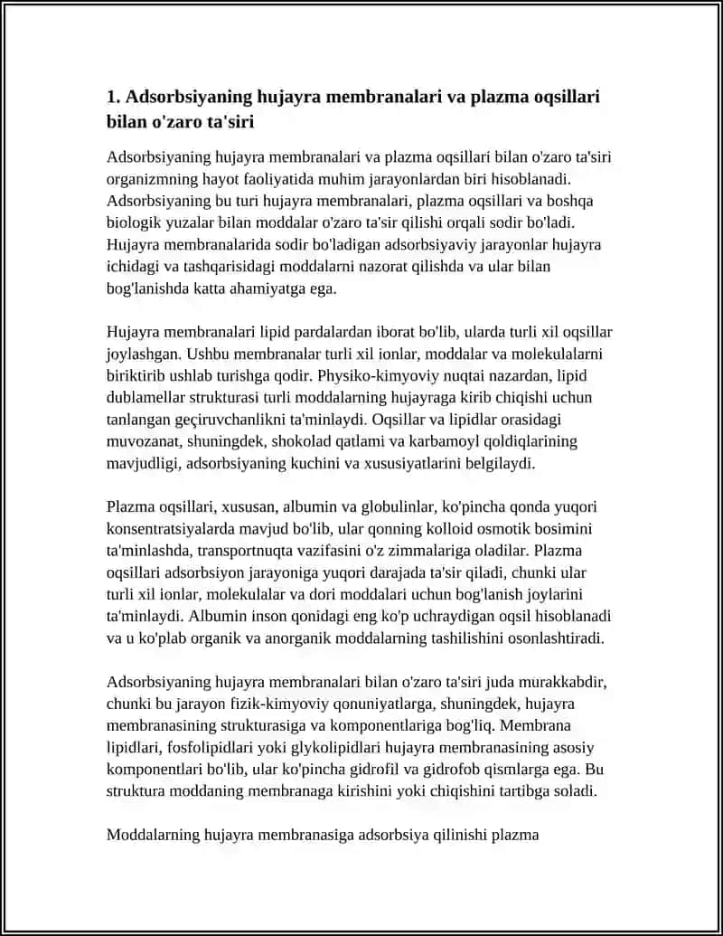 ORGANIZMNING HAYOT FAOLIYATIDA ADSORBSIYA JARAYONI 3