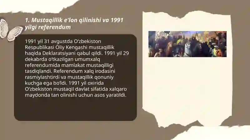 Yangi o'zbekiston tarixi. MUSTAQILLIKKA ERISHISH YILLARI 3