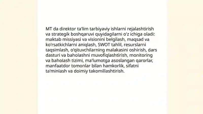 MT da deriktorning talim tarbiyaviy ishlarini tashkil etishi 3