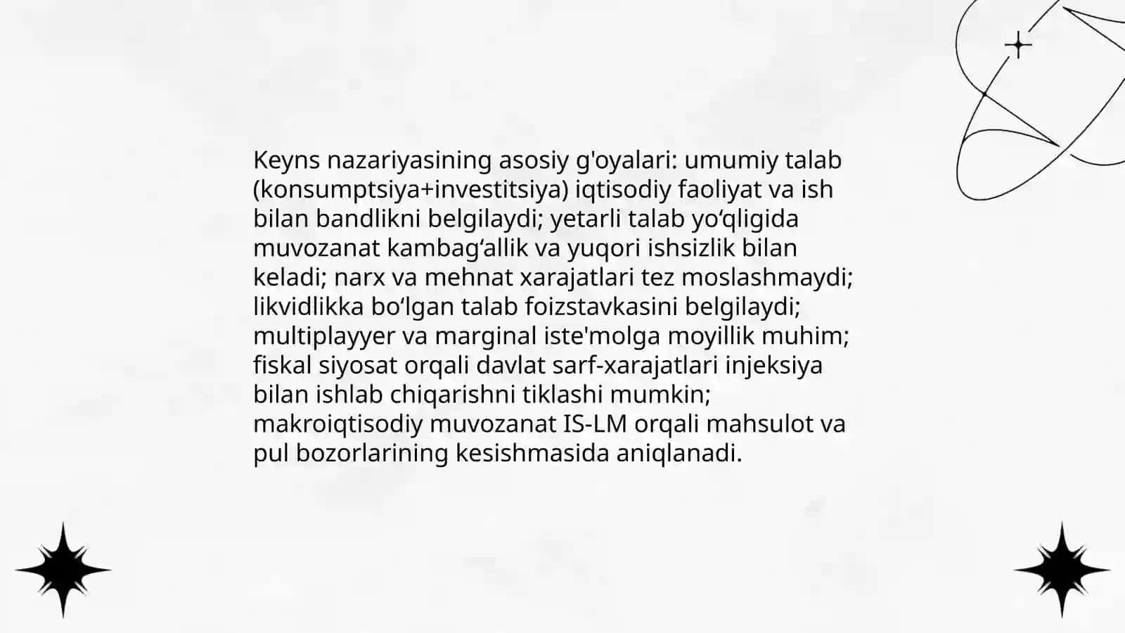 Keynsning makroiqtisodiy muvozanat modeli 3