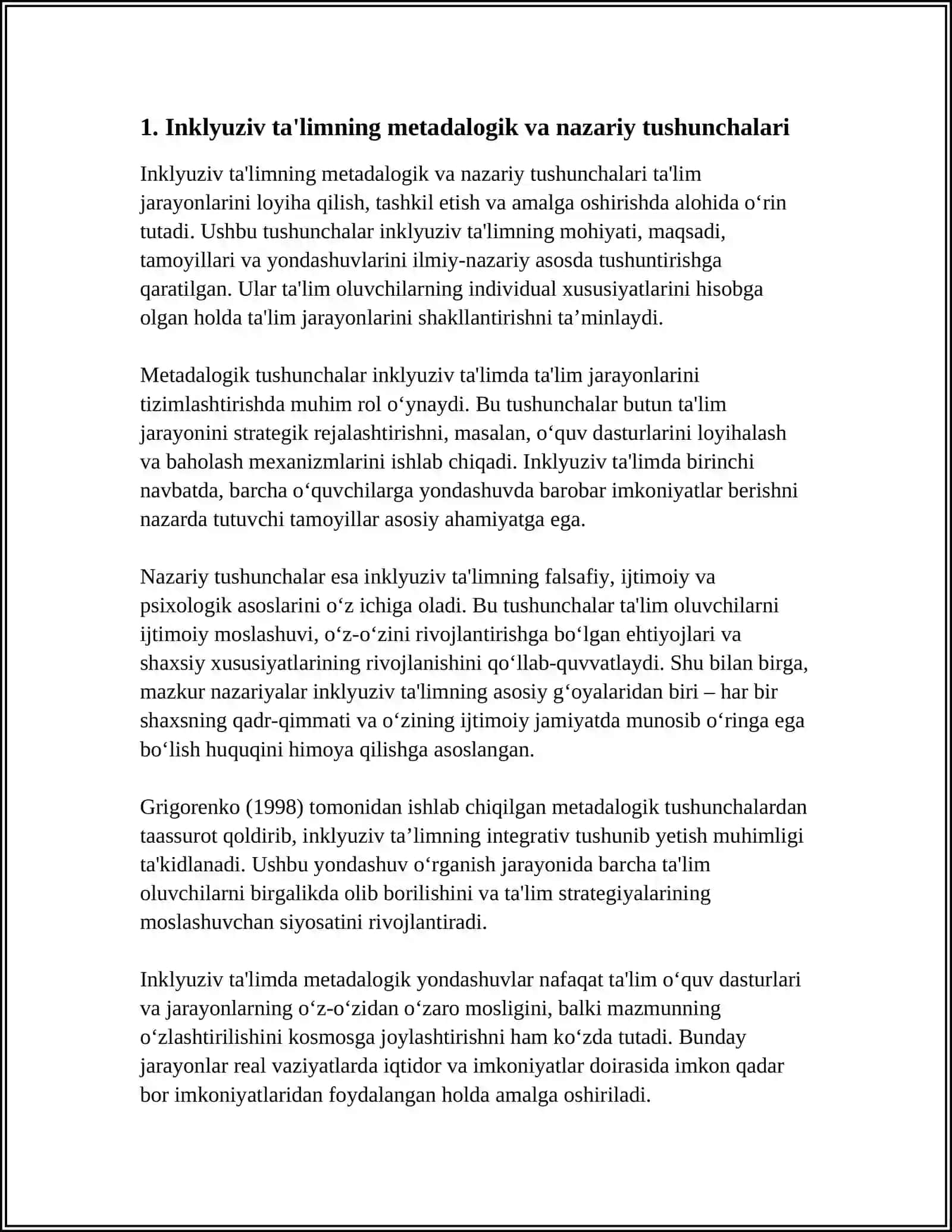 INKLYUZIV TA'LIMNING METADALOGIK VA NAZARIY ASOSLARI 3
