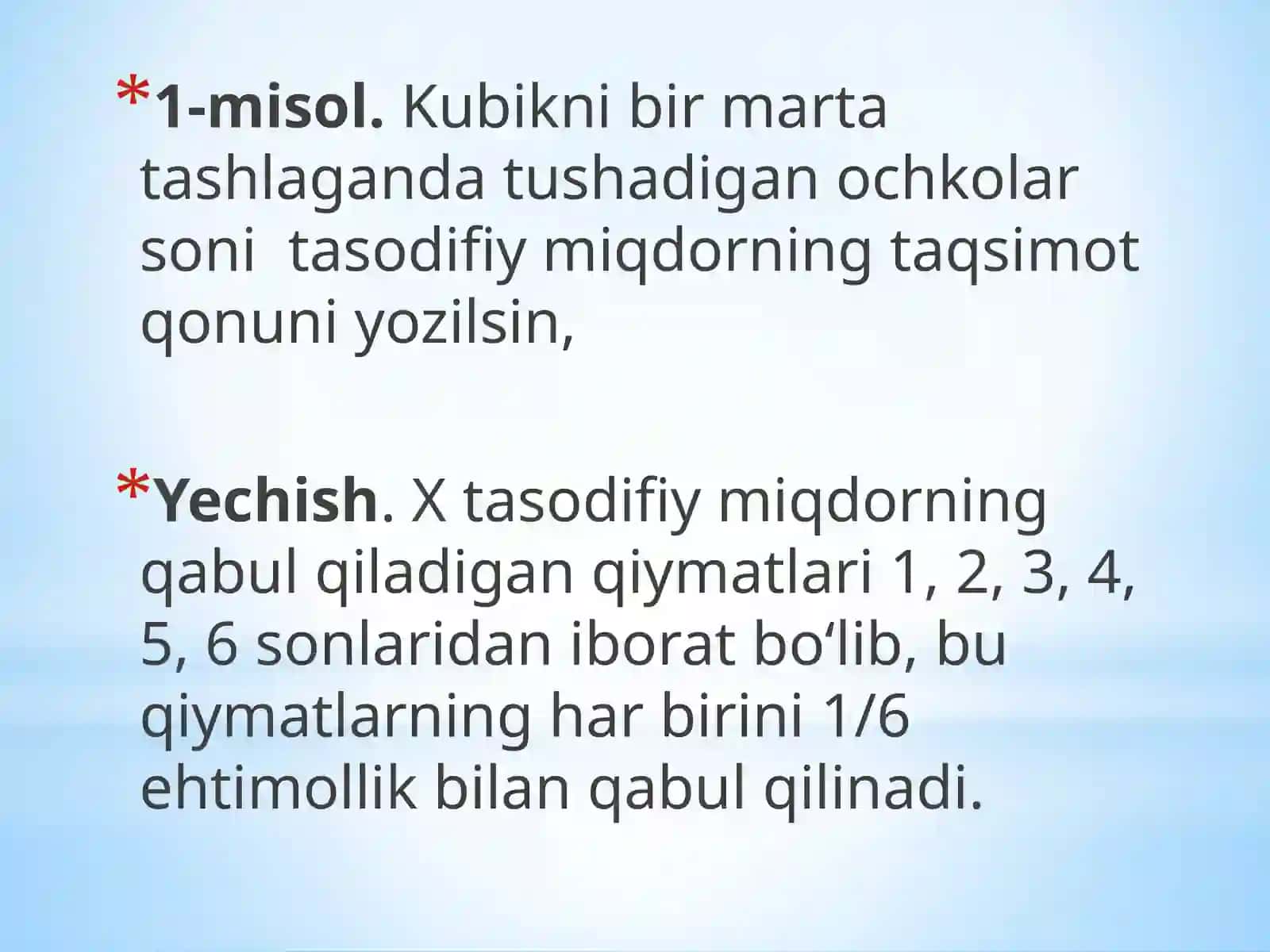 Diskret tasodifiy miqdorning taqsimot qonuni 3