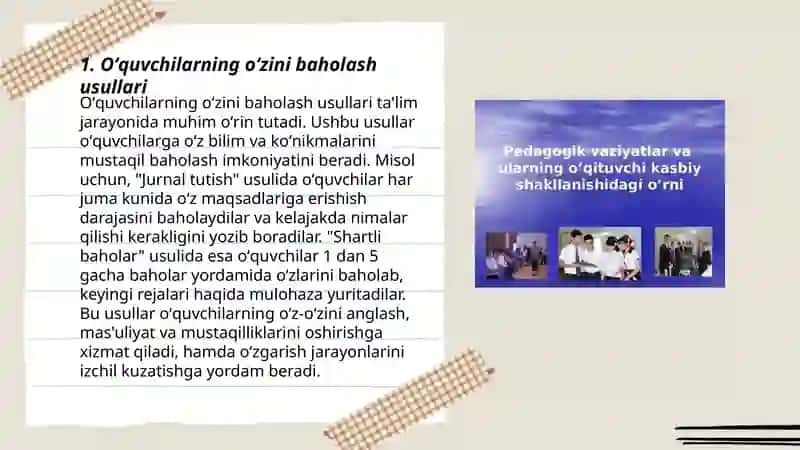 Oʻquvchilarning oʻzini baholash va psixologik yondashuv 3