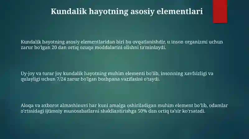 Kundalik turmush tarzi madaniyati 3