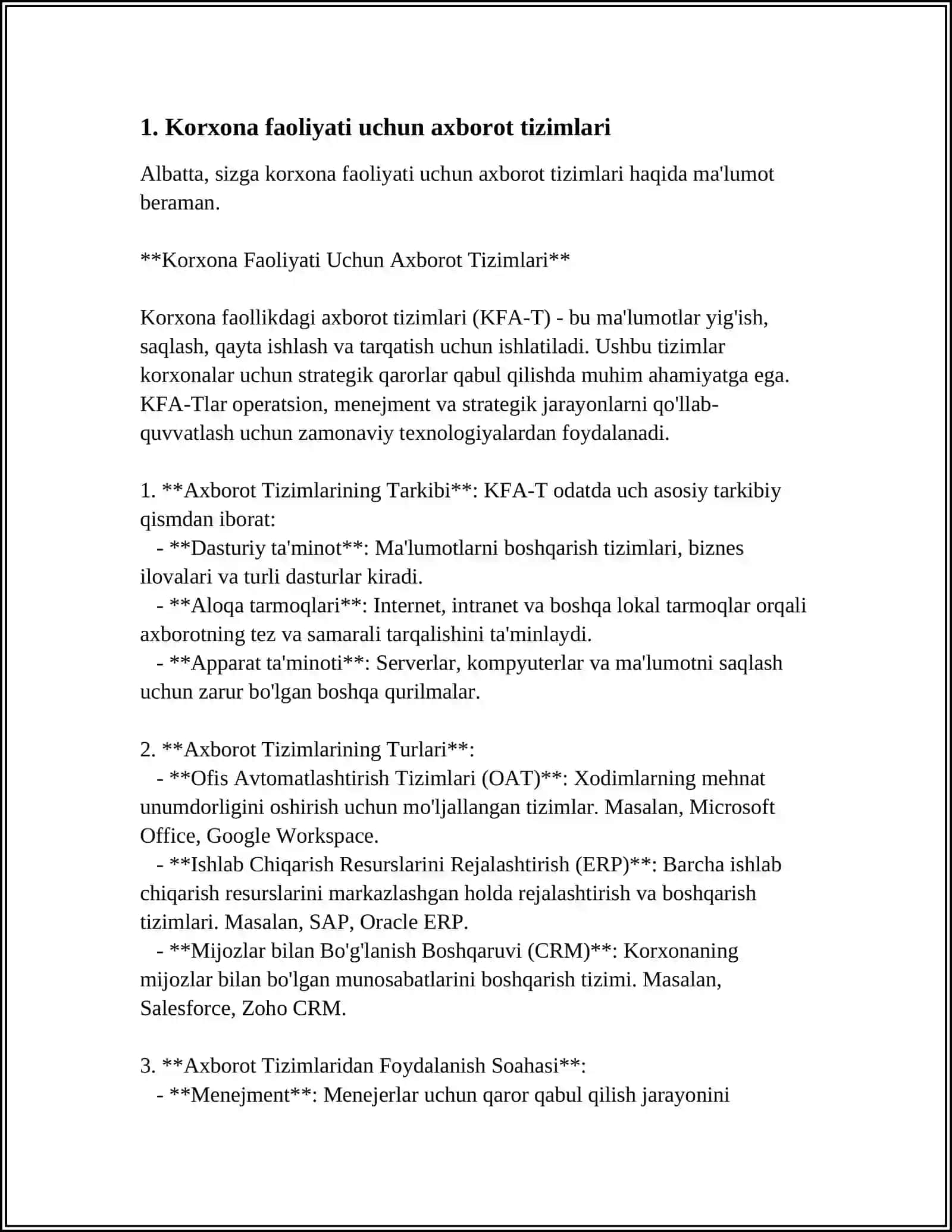 Korxona Faoliyati Uchun Axborot Tizimlari 3