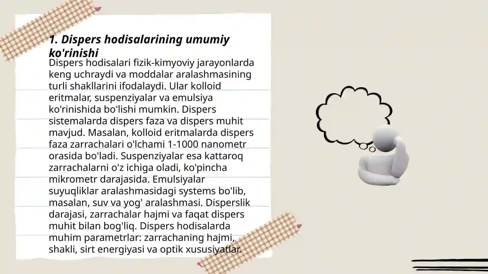 Dispers hodisalarining barqarorligi va kongulatsiyasi 3