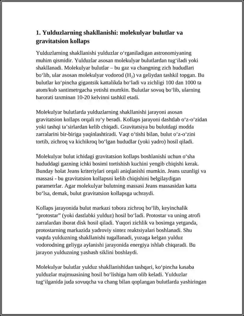 Yulduzların Shakllanishi va Evolyutsiyasi 3