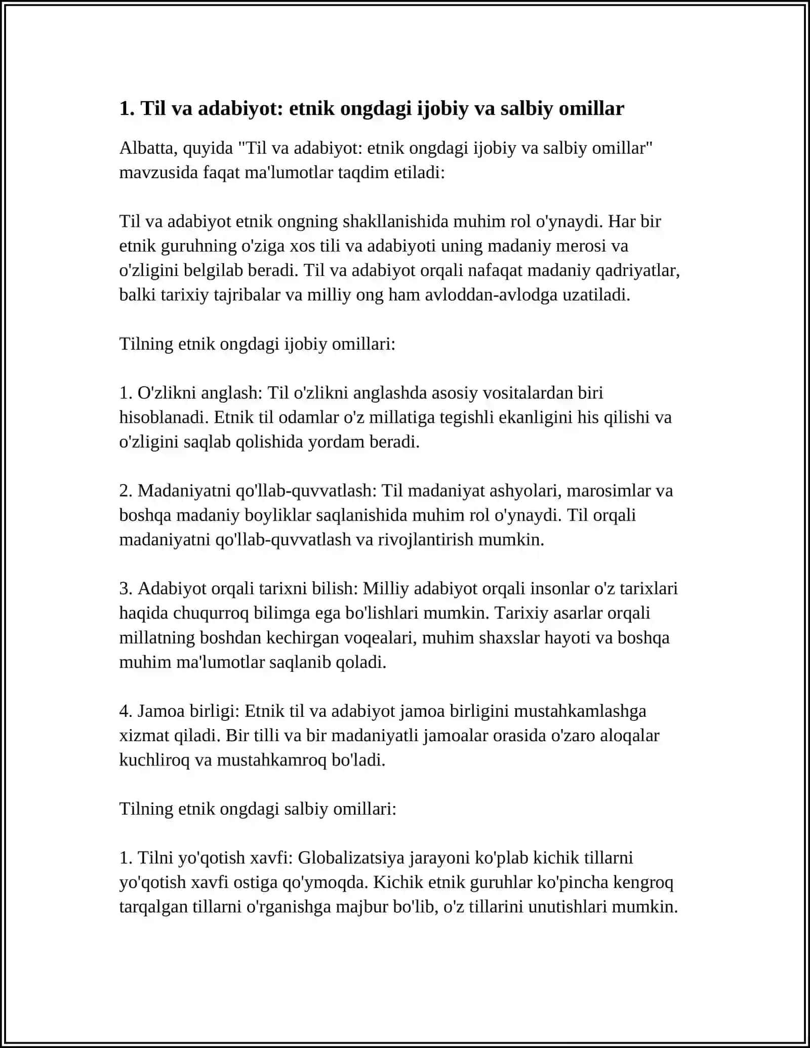 Til va adabiyot: etnik ongdagi ijobiy va salbiy omillar 3