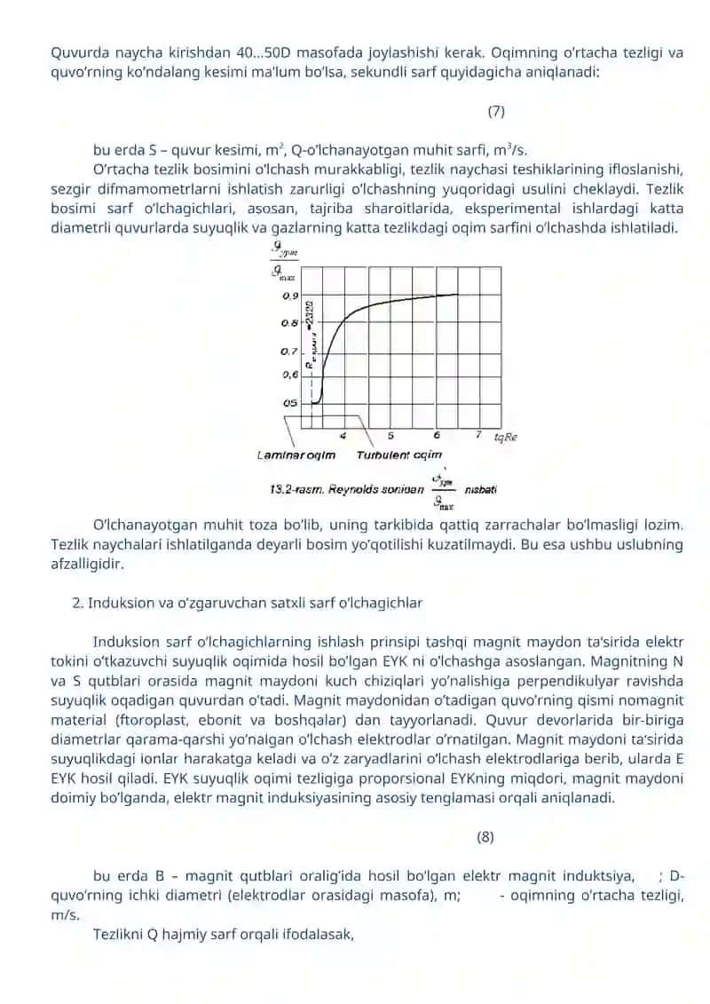 Tezlik bosimi, induksion va o’zgaruvchan sathli sarf o’lchagichlar 3