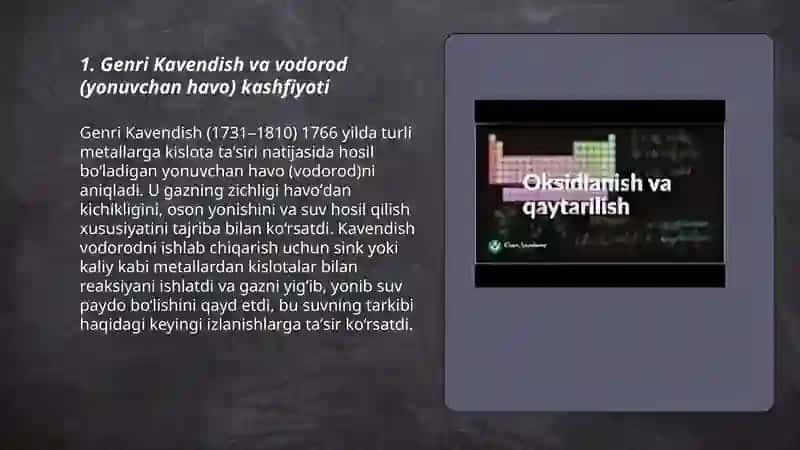 Kavendish, Pristli va Sheele kashfiyotlari 3