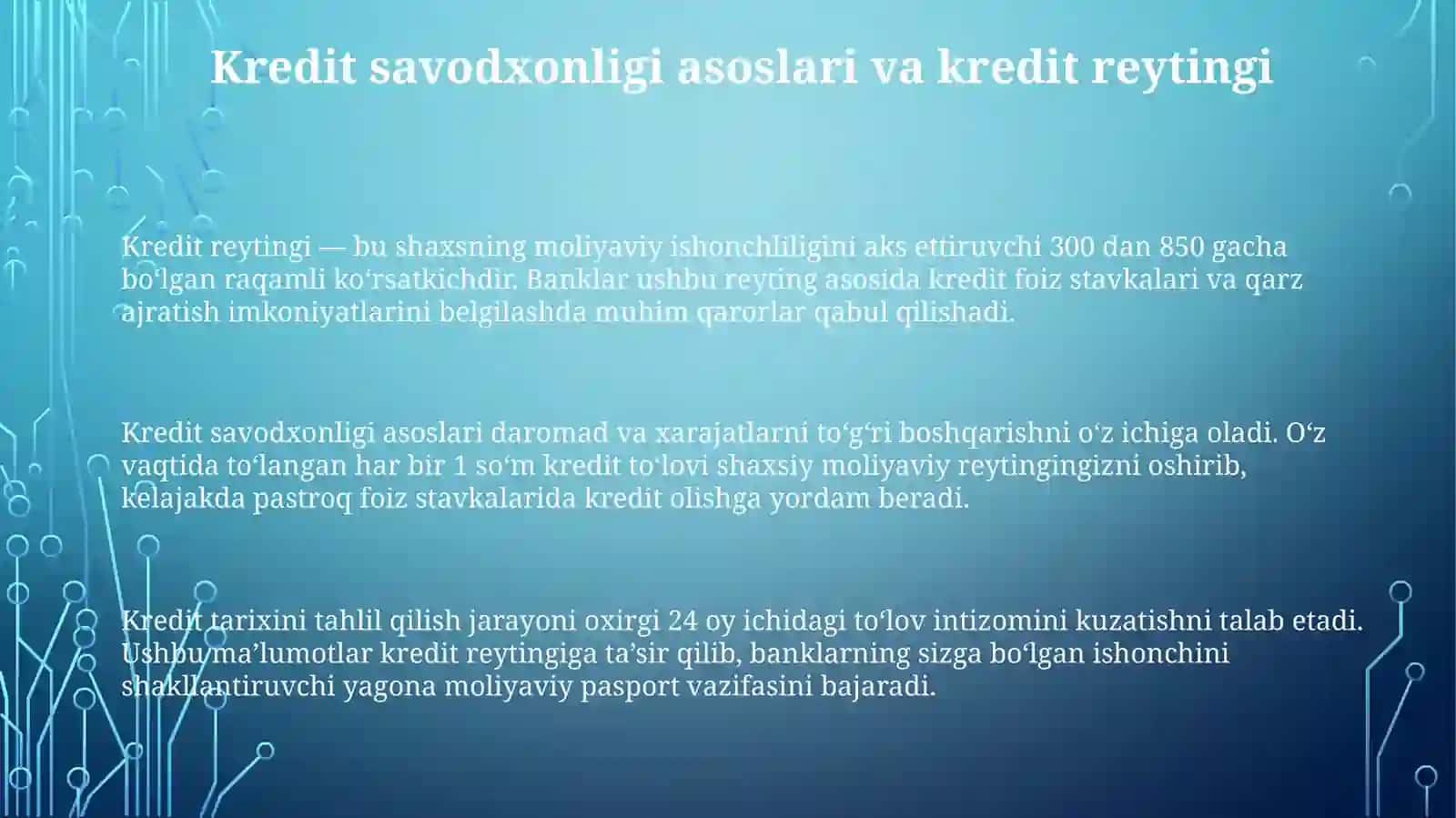 KREDIT SAVODXONLIGI PLATFORMASI 3