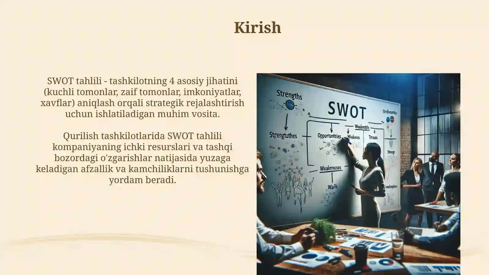 Qurilishtashkilotlarida SWOT tahlilini qollash 3