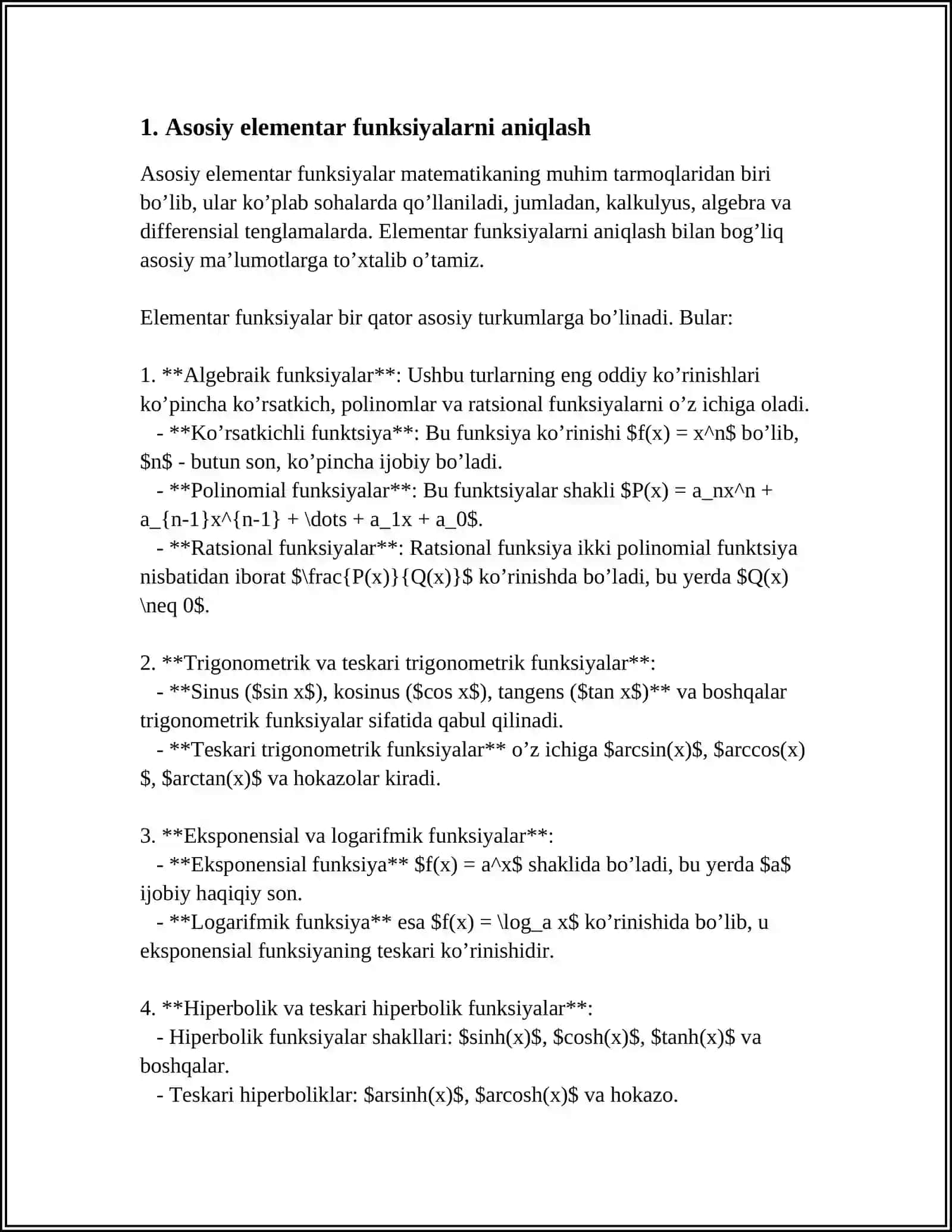 ASOSIY ELEMENTAR FUNKSIYALAR, ULARNING GRAFIKLARI 3